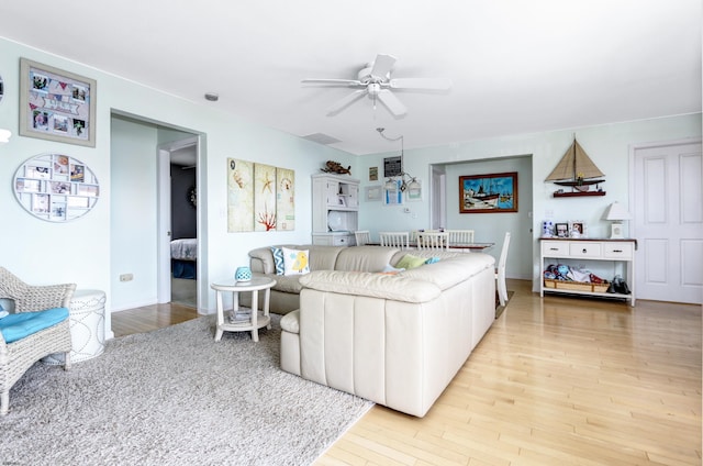 818 Aldrich Rd Fl 2Nd, Ocean City, NJ 08226 - living area featuring ceiling fan and light wood finished floors