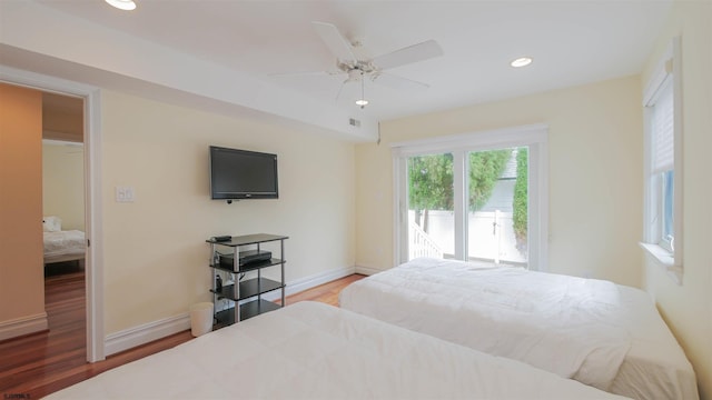 13 S Vendome Ave, Margate, NJ 08402 - bedroom with wood finished floors, baseboards, recessed lighting, and a ceiling fan