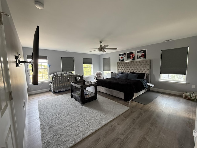 127 Rockport, Egg Harbor Township, NJ 08234 - bedroom with wood finished floors, baseboards, and ceiling fan