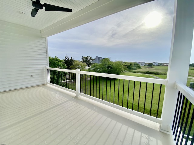 116 Bayshore Ave, Brigantine, NJ 08203 - wooden terrace featuring a ceiling fan and a yard