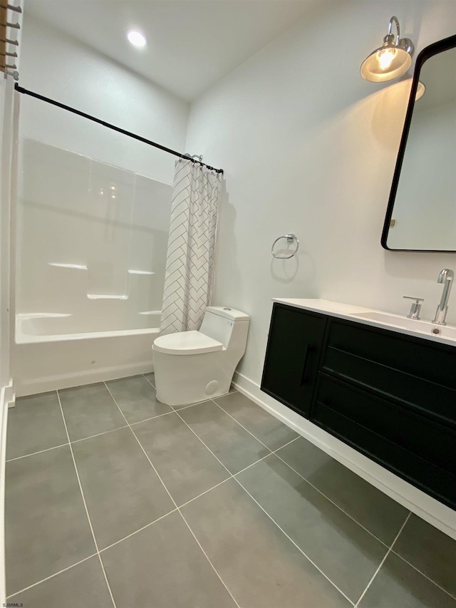 116 Bayshore Ave, Brigantine, NJ 08203 - full bath featuring tile patterned flooring, vanity, toilet, shower / tub combo with curtain, and recessed lighting