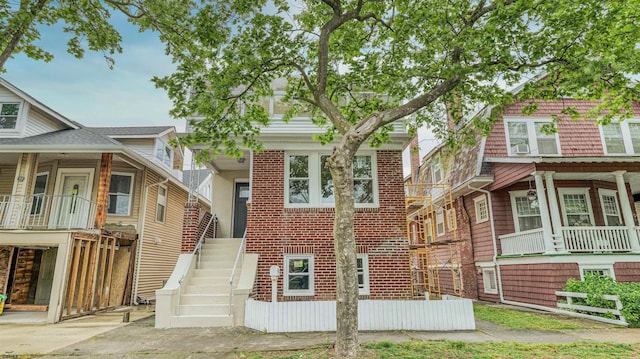 25 N Aberdeen Pl, Atlantic City, NJ 08401 - view of front of home with stairway and brick siding