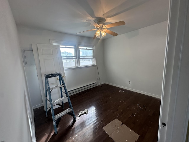 1203 E Beach Ave Unit 4, Brigantine, NJ 08203 - unfurnished office with a baseboard radiator, a ceiling fan, dark wood-style floors, and baseboards
