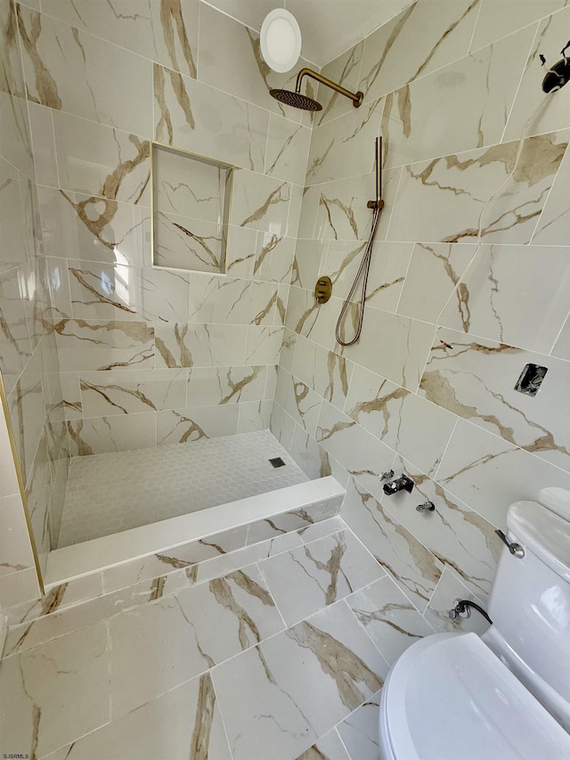 25 Wilson, Northfield, NJ 08225 - full bathroom featuring toilet, a tile shower, and marble finish floors