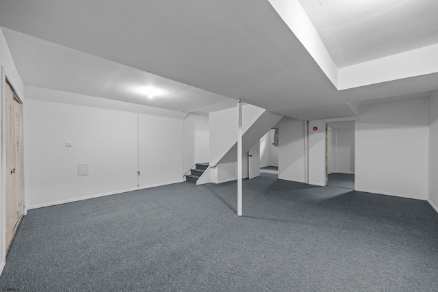 414A Upas Ave, Galloway Township, NJ 08205 - finished below grade area featuring dark carpet, stairway, and baseboards