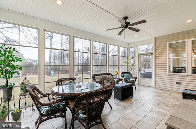 922 Central Ave, Hammonton, NJ 08037 - sunroom featuring ceiling fan and outdoor dining area