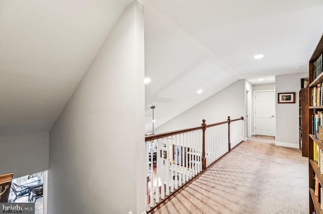 922 Central Ave, Hammonton, NJ 08037 - hallway with vaulted ceiling, carpet flooring, recessed lighting, and baseboards