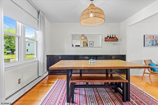 411 N Douglas Ave, Margate, NJ 08402 - dining room featuring a baseboard radiator, bar, and wood finished floors
