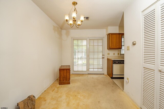 19 Clipper Ct, Atlantic City, NJ 08401 - unfurnished dining area featuring a chandelier, light carpet, and baseboards