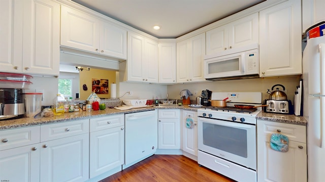11 Cherokee Dr Unit 206, Galloway Township, NJ 08205 - kitchen with white appliances, white cabinets, light wood-style floors, and recessed lighting