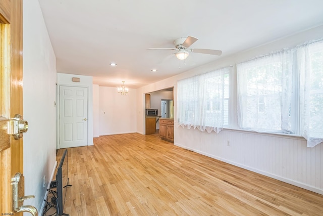 14 Roberts, Marmora, NJ 08223 - empty room with light wood-type flooring, a chandelier, ceiling fan, baseboards, and recessed lighting