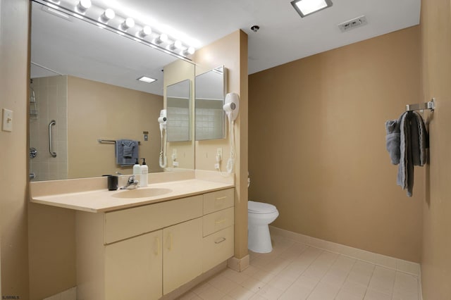 1515 Boardwalk Unit 1004, Atlantic City, NJ 08401 - bathroom featuring tile patterned flooring, vanity, toilet, tiled shower, and baseboards