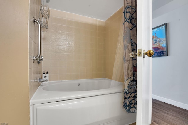 1515 Boardwalk Unit 1004, Atlantic City, NJ 08401 - full bath with shower / bathtub combination with curtain, wood finished floors, and baseboards