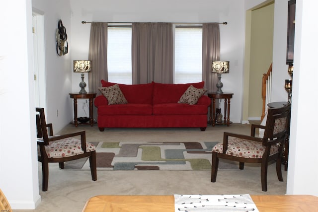 1599 Cherokee Ln, Vineland, NJ 08361 - living room with carpet flooring and stairway