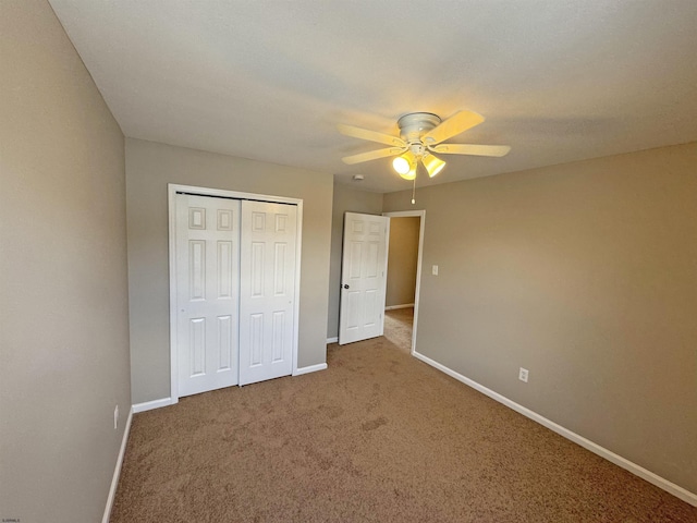 7 Nevis Dr, Egg Harbor Township, NJ 08234 - unfurnished bedroom featuring baseboards, carpet flooring, a closet, and a ceiling fan