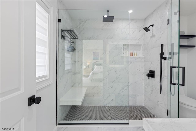 1A N Douglas Ave, Margate, NJ 08402 - full bath with a marble finish shower and toilet