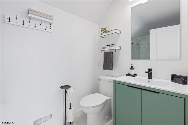 1A N Douglas Ave, Margate, NJ 08402 - full bath with lofted ceiling, vanity, toilet, and a walk in shower