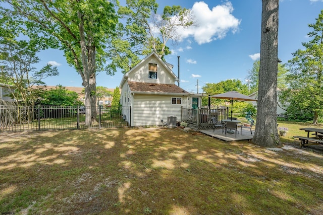 202 Steelman Ave, Somers Point, NJ 08244 - rear view of property featuring a wooden deck and central AC