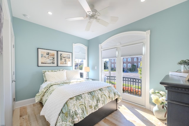 25 S Union Ave, Margate, NJ 08402 - bedroom featuring access to exterior, wood finished floors, recessed lighting, a ceiling fan, and baseboards