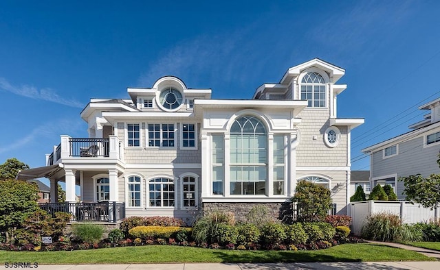 25 S Union Ave, Margate, NJ 08402 - view of front facade with a balcony and stone siding