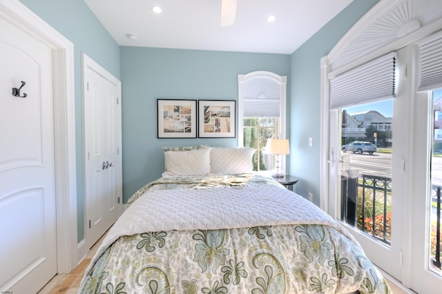 25 S Union Ave, Margate, NJ 08402 - bedroom featuring multiple windows, access to outside, recessed lighting, and wood finished floors