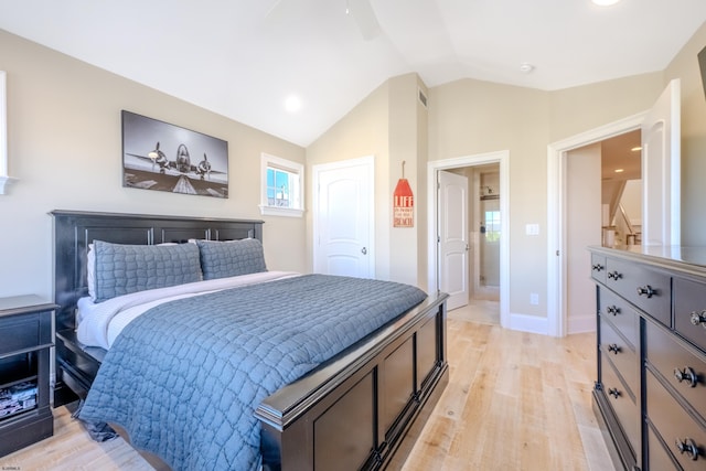 25 S Union Ave, Margate, NJ 08402 - bedroom featuring light wood-type flooring, vaulted ceiling, baseboards, recessed lighting, and a ceiling fan