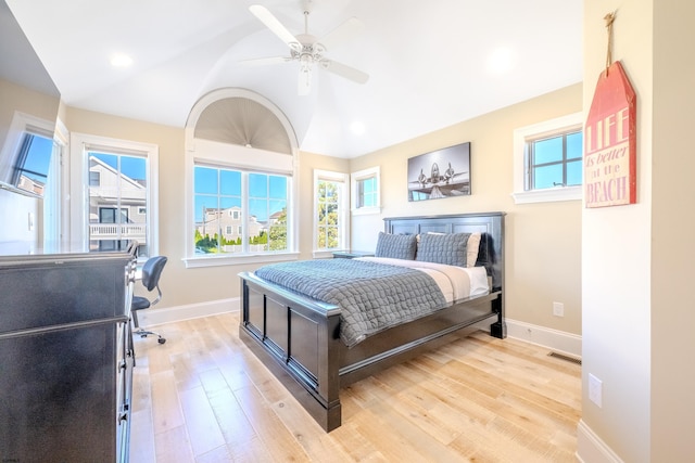 25 S Union Ave, Margate, NJ 08402 - bedroom featuring lofted ceiling, baseboards, light wood-style flooring, a ceiling fan, and recessed lighting