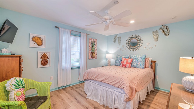 1312 Ocean Ave Unit 1, Ocean City, NJ 08226 - bedroom featuring wood finished floors, baseboards, recessed lighting, and a ceiling fan