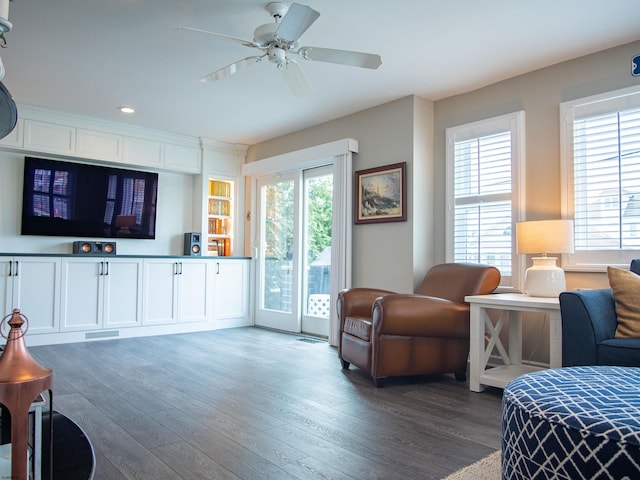 2608 Oberon Ave, Longport, NJ 08403 - living area with wood finished floors, plenty of natural light, ceiling fan, and recessed lighting