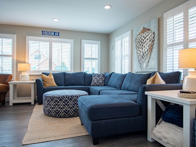 2608 Oberon Ave, Longport, NJ 08403 - living room with plenty of natural light, recessed lighting, and dark wood-type flooring