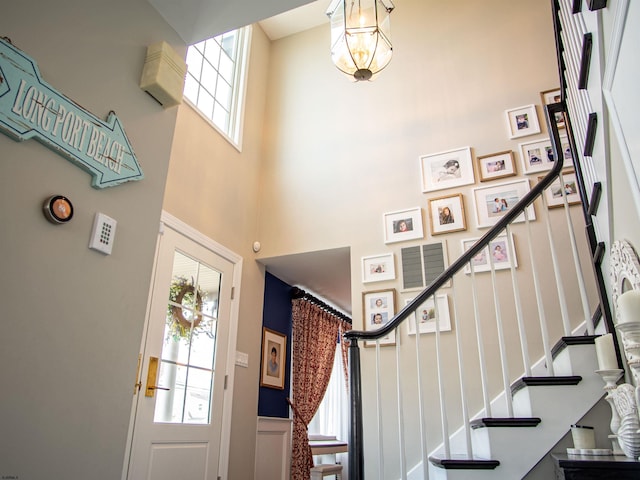 2608 Oberon Ave, Longport, NJ 08403 - entrance foyer with stairs and a high ceiling