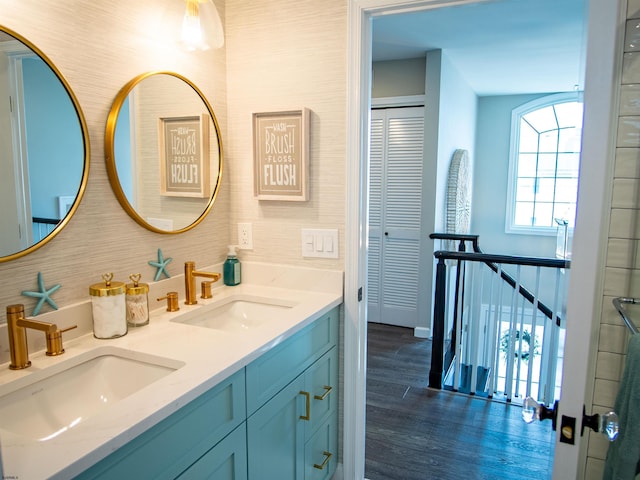 2608 Oberon Ave, Longport, NJ 08403 - bathroom with wood finished floors and double vanity