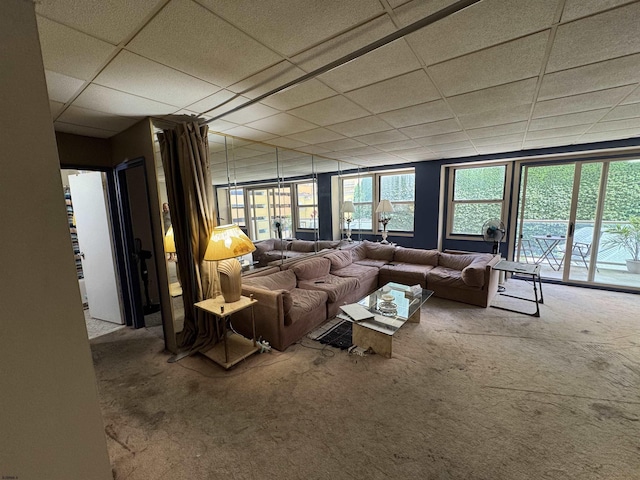 2834 Atlantic Ave Unit 401, Atlantic City, NJ 08401 - carpeted living area with a paneled ceiling and plenty of natural light