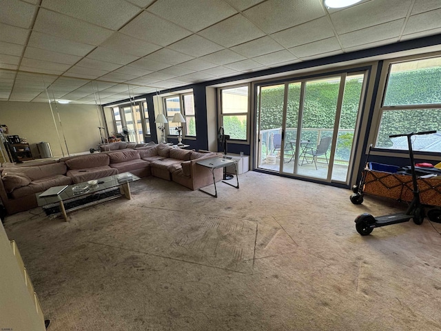 2834 Atlantic Ave Unit 401, Atlantic City, NJ 08401 - carpeted living room featuring a drop ceiling