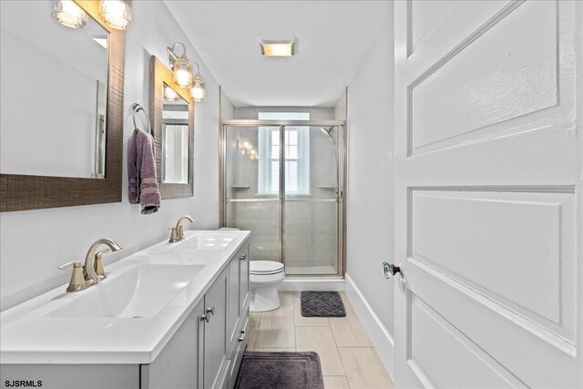 103 S Austin Ave, Ventnor, NJ 08406 - full bathroom featuring toilet, double vanity, and a shower stall