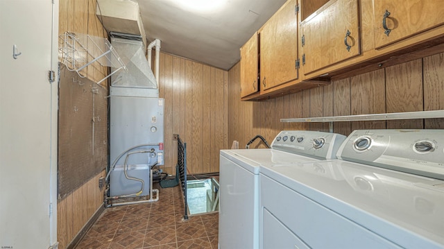 205 Ridgewood Dr, Northfield, NJ 08225 - laundry area with cabinet space, washer and dryer, and wooden walls