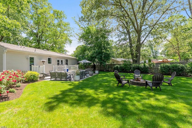 112 Drexel Ave, Egg Harbor Township, NJ 08234 - view of yard featuring an outdoor living space with a fire pit and a patio