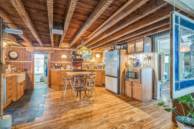 2774 N Rte 9, Ocean View, NJ 08260 - dining area featuring wood ceiling and brick wall