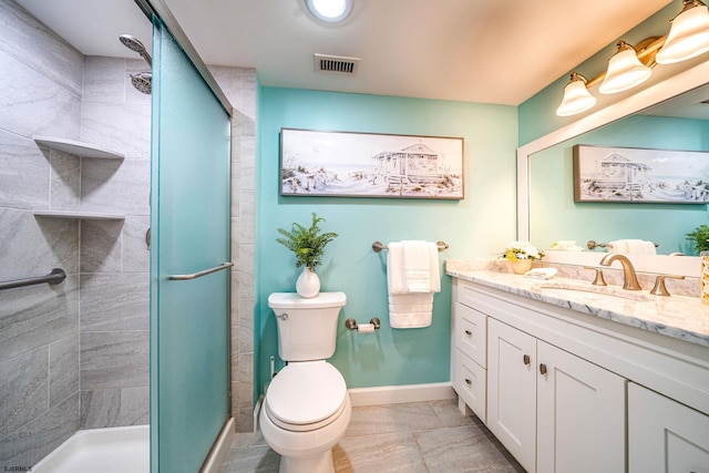 500 Bay Ave Unit 404South, Ocean City, NJ 08226 - bathroom featuring vanity, a shower stall, toilet, and baseboards