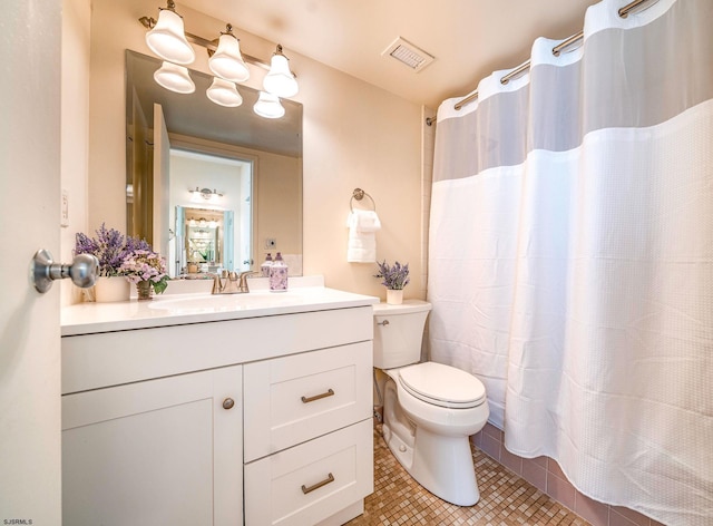 500 Bay Ave Unit 404South, Ocean City, NJ 08226 - full bathroom featuring toilet, vanity, tile patterned flooring, and curtained shower