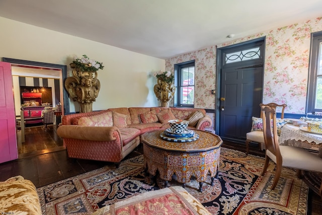 622 Central Ave, Linwood, NJ 08221 - living room featuring wallpapered walls and hardwood / wood-style flooring