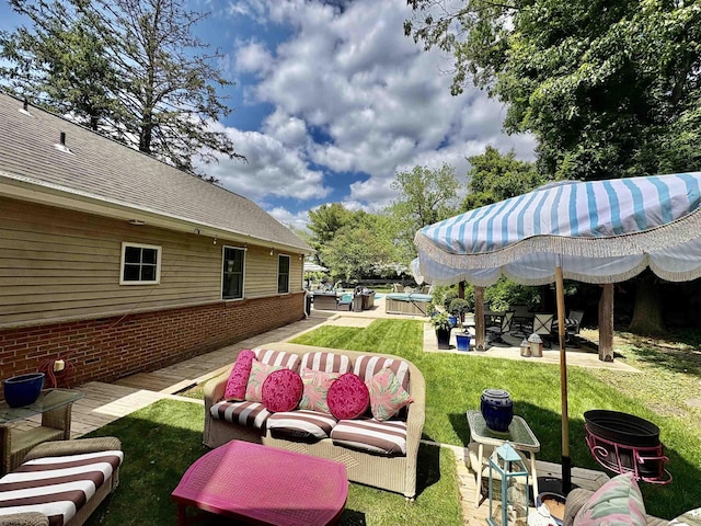 622 Central Ave, Linwood, NJ 08221 - view of green lawn with a deck, an outdoor living space, a patio, and a jacuzzi