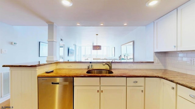 4540 W Brigantine Ave Unit N208, Brigantine, NJ 08203 - kitchen featuring dishwasher, a sink, light stone countertops, backsplash, and recessed lighting
