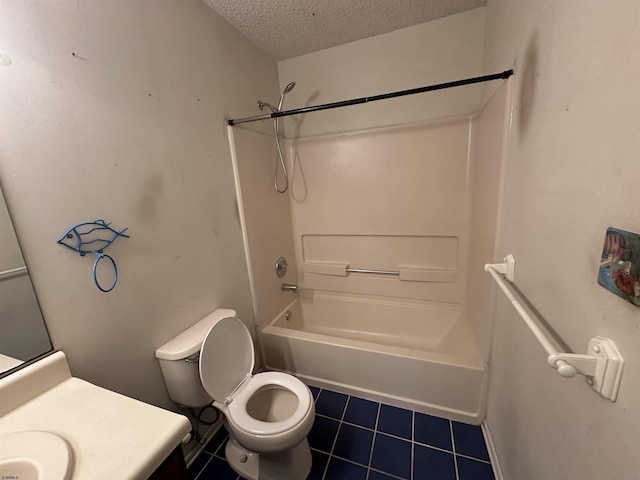 232 E Colman Pl, Galloway Township, NJ 08205 - full bathroom featuring a textured ceiling, tile patterned floors, vanity, toilet, and tub / shower combination