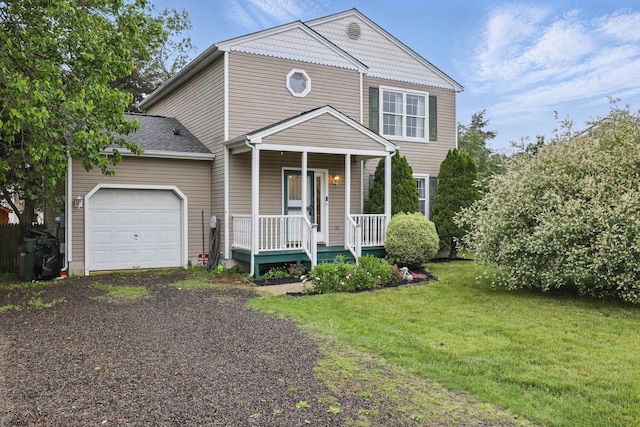 101 Sycamore Ave, Egg Harbor Township, NJ 08234 - view of front facade featuring covered porch, an attached garage, driveway, and a front lawn