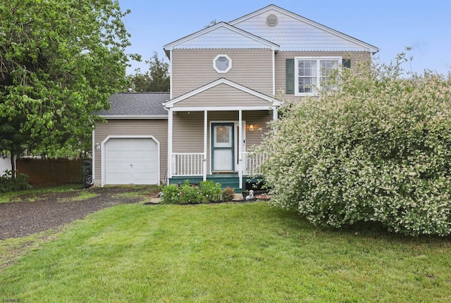 101 Sycamore Ave, Egg Harbor Township, NJ 08234 - view of front of house featuring dirt driveway, an attached garage, a front yard, and a porch