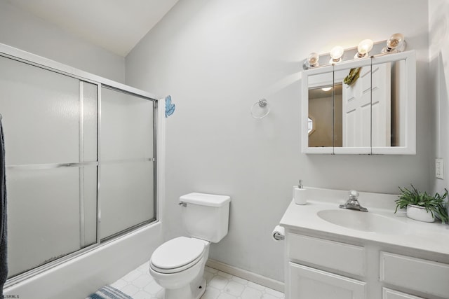 101 Sycamore Ave, Egg Harbor Township, NJ 08234 - bathroom with vanity, toilet, bath / shower combo with glass door, and baseboards