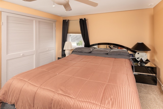 608 Delavan Ave, Margate, NJ 08402 - bedroom featuring carpet floors, ceiling fan, and a closet