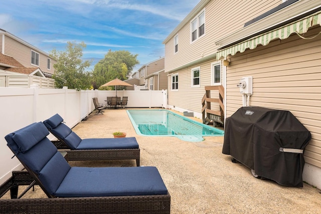 608 Delavan Ave, Margate, NJ 08402 - view of pool featuring a patio, a fenced backyard, grilling area, a residential view, and outdoor dining area