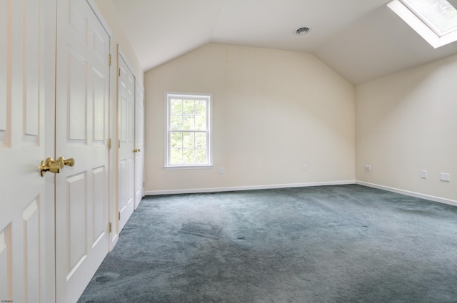 2511 Long Ave, Mays Landing, NJ 08330 - additional living space featuring dark carpet, a skylight, vaulted ceiling, and baseboards